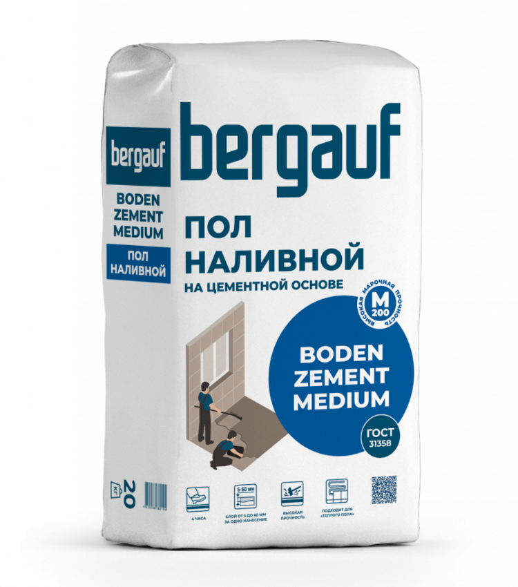 Bergauf Boden Zement Medium 25 кг Наливной пол на цементной основе
