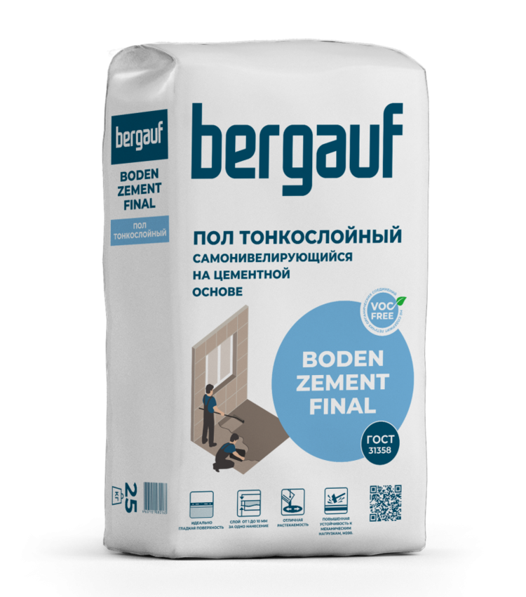 Bergauf Boden Zement Final 25 кг Тонкий самонивелирующийся пол на цементной основе