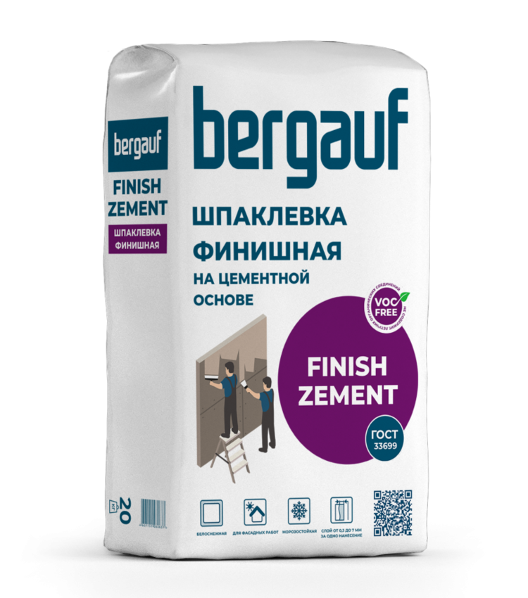 Bergauf Finish Zement 20 кг Финишная шпаклевка на цементной основе