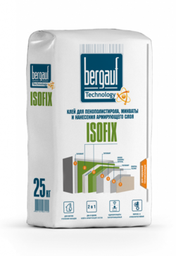Клей для пенополистирола, минваты и нанесения армирующего слоя Bergauf Isofix 25 кг