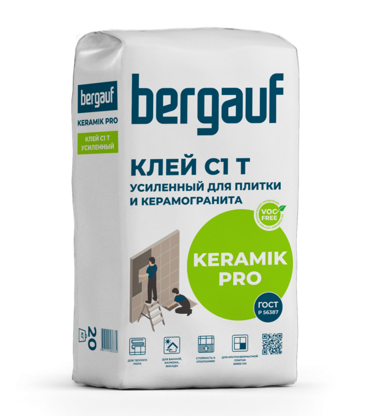 Клей плиточный усиленный Bergauf Keramik Pro C1, 25кг